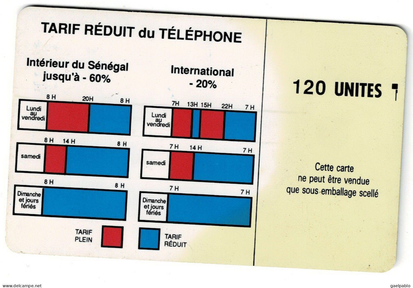 SONATEL  Télécarte  120 Unités  SENEGAL - Otros – Africa