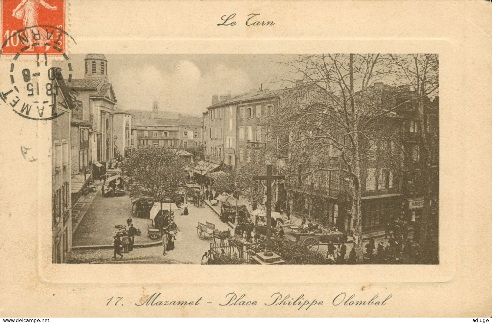 CPA-MAZAMET- Place Philippe Olombel - 1911- Phototypie Poux * 2 Scans - Mazamet