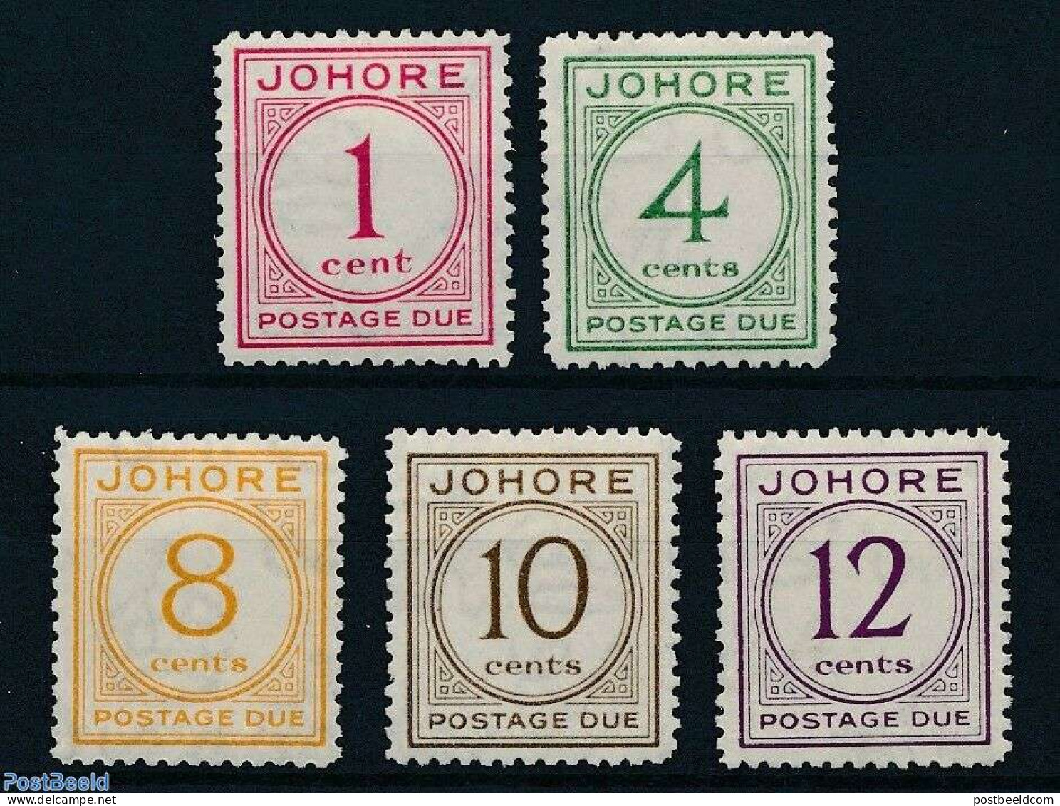 Malaysia 1938 Johore, Postage Due 5v, Unused (hinged) - Autres & Non Classés