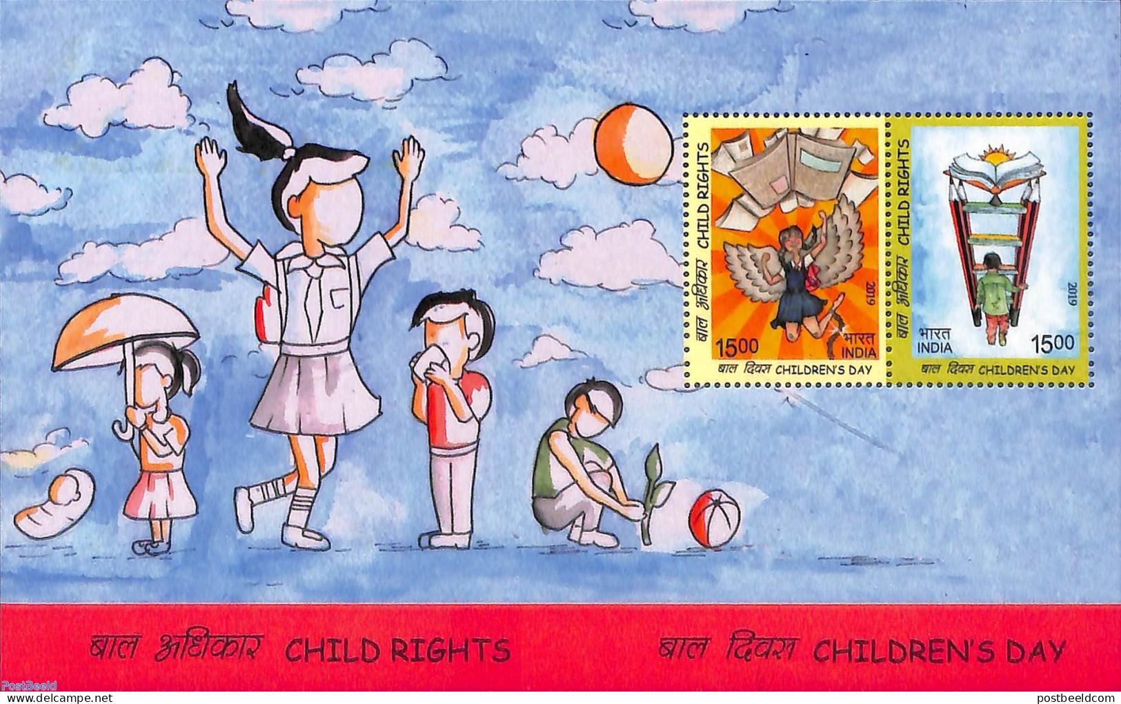 India 2019 Children Rights S/s, Mint NH, Various - Justice - Art - Children Drawings - Neufs