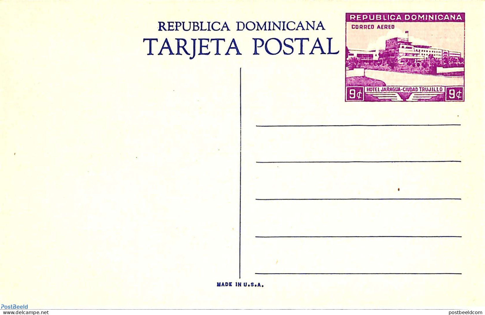 Dominican Republic 1948 Postcard 9c, Cathedral, Unused Postal Stationary, Religion - Churches, Temples, Mosques, Synag.. - Churches & Cathedrals