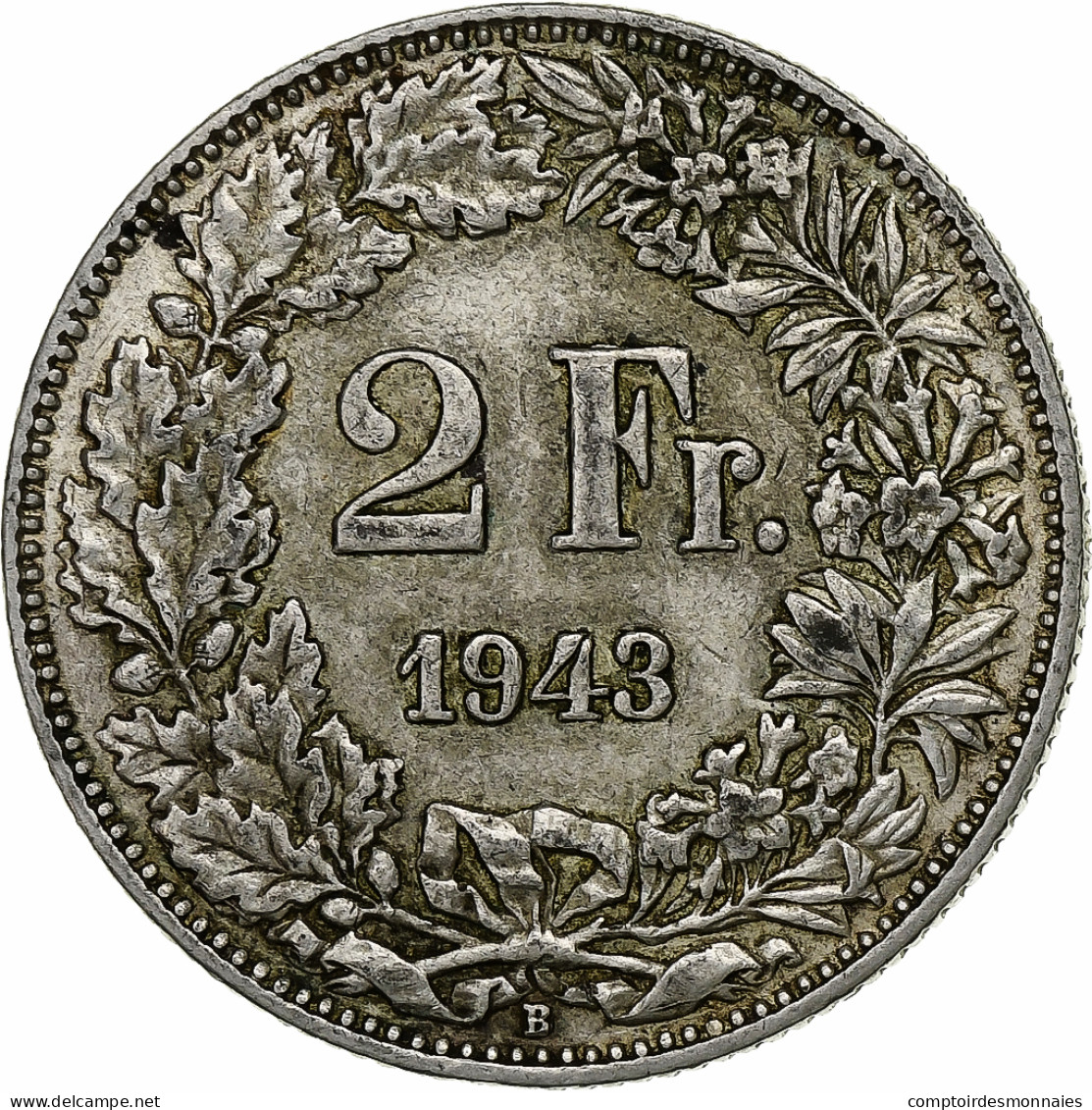 Suisse, 2 Francs, 1943, Bern, Argent, TTB, KM:21 - Andere & Zonder Classificatie