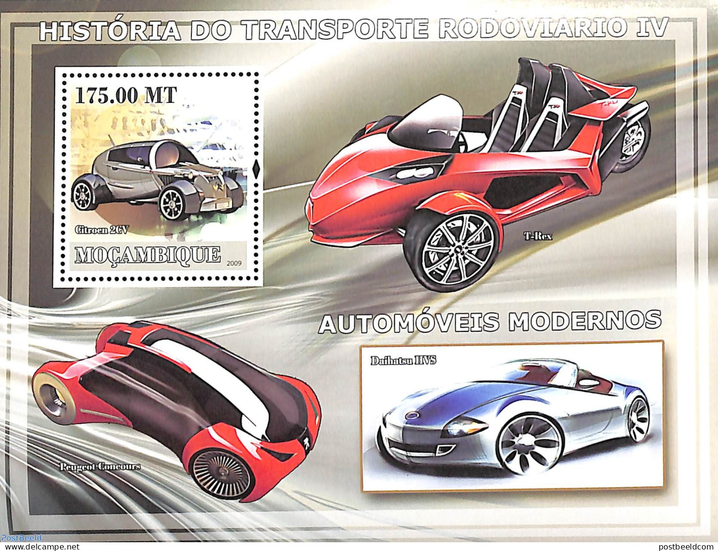 Mozambique 2009 Modern Cars S/s, Mint NH, Transport - Automobiles - Voitures