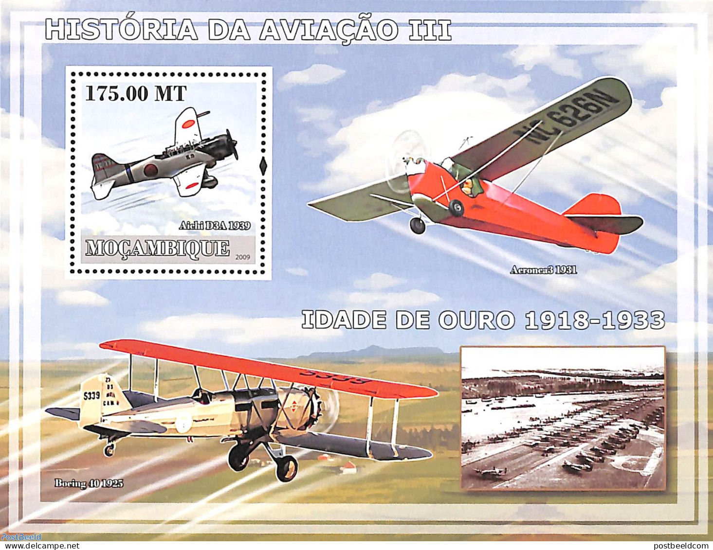 Mozambique 2009 Aviation History S/s, Mint NH, Transport - Aircraft & Aviation - Vliegtuigen