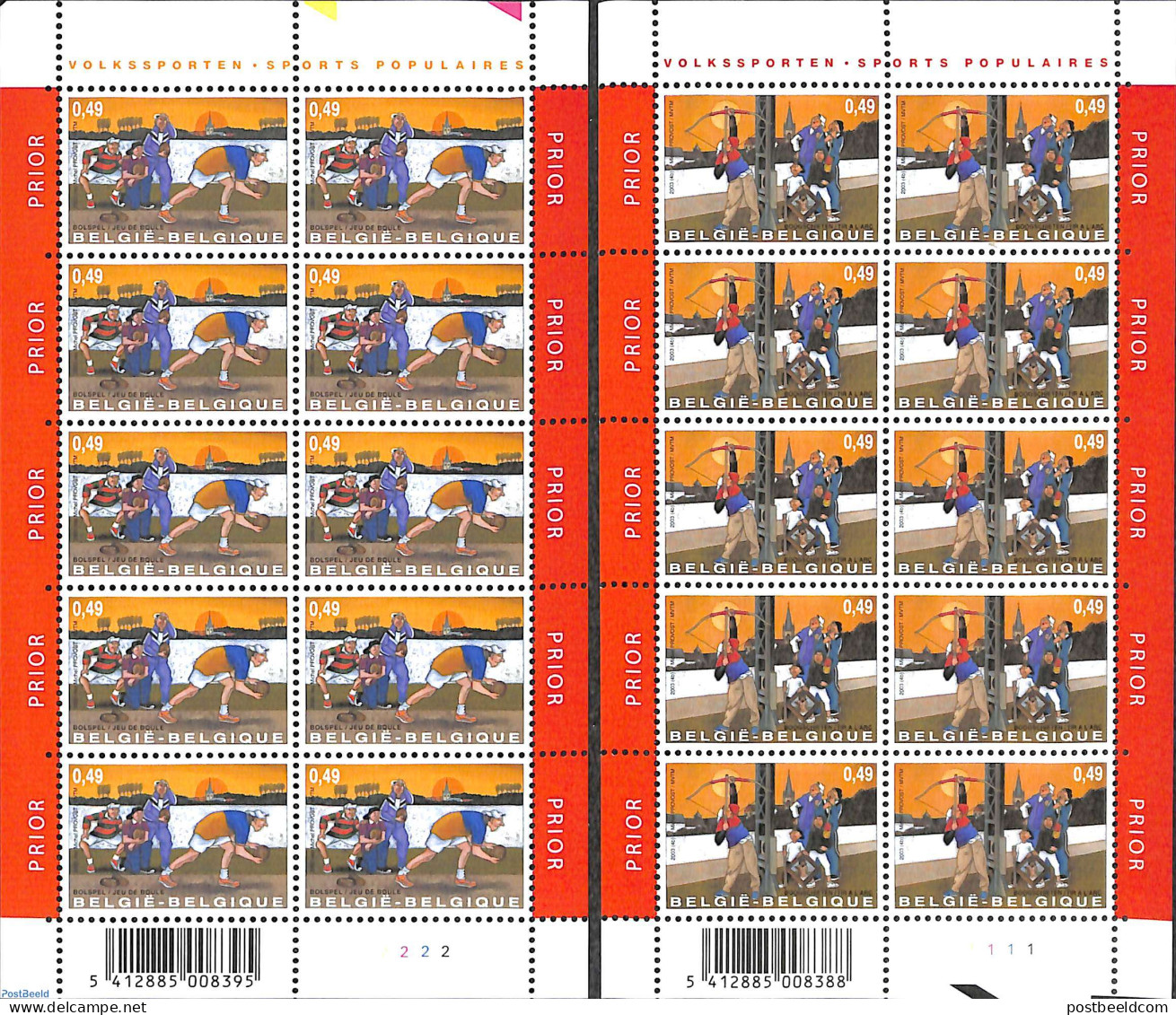 Belgium 2003 Sports 2 M/s, Mint NH, Sport - Sport (other And Mixed) - Unused Stamps