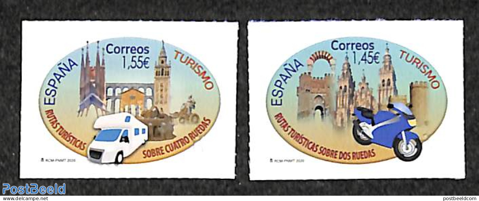 Spain 2020 Tourism 2v S-a, Mint NH, Religion - Transport - Various - Churches, Temples, Mosques, Synagogues - Automobi.. - Nuevos