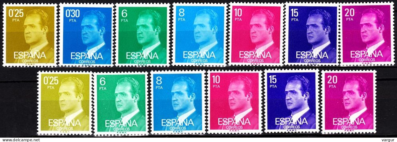 SPAIN 1977-87 Definitive: King Juan Carlos I. #3. Regular And PHOSPHOR. Complete, MNH - Royalties, Royals