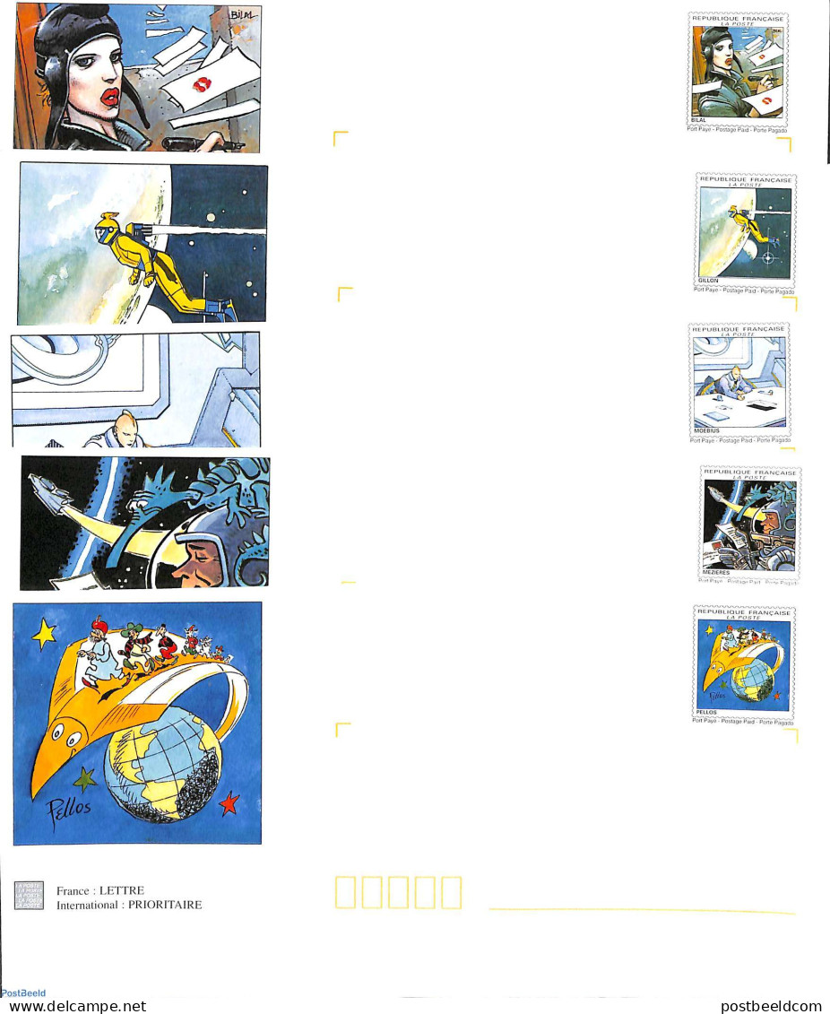 France 1996 Envelope Set Comics (5 Covers), Unused Postal Stationary, Art - Comics (except Disney) - Storia Postale