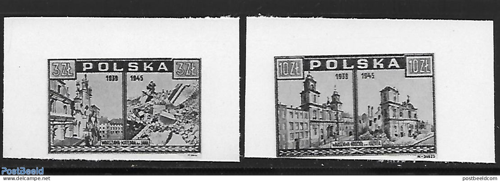 Poland 1945 Blackprint Imperforated., Mint NH, History - World War II - Unused Stamps
