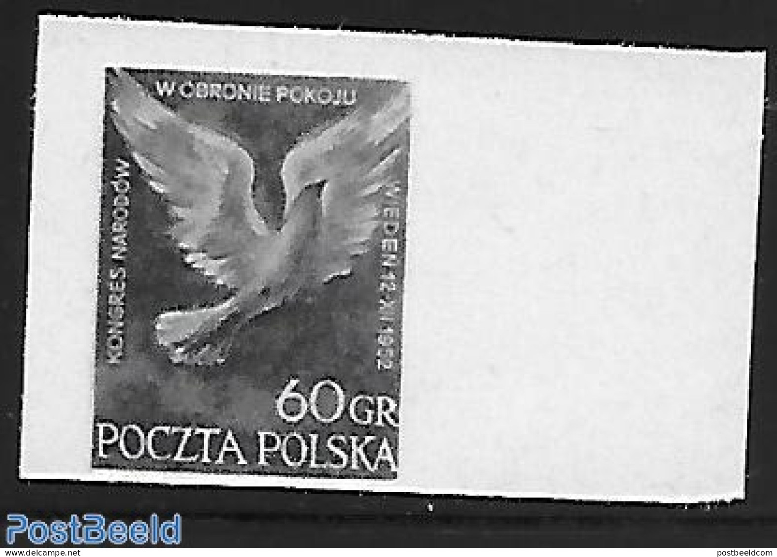 Poland 1952 Blackprint Imperforated., Mint NH, History - Peace - Unused Stamps