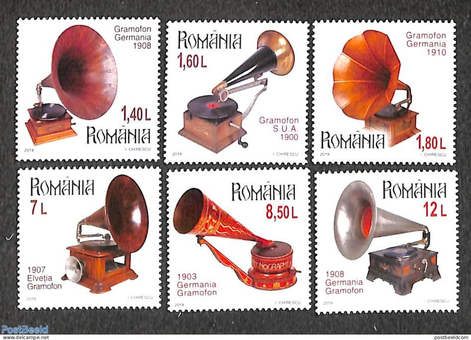 Romania 2019 Grammophones 6v, Mint NH, Performance Art - Music - Neufs