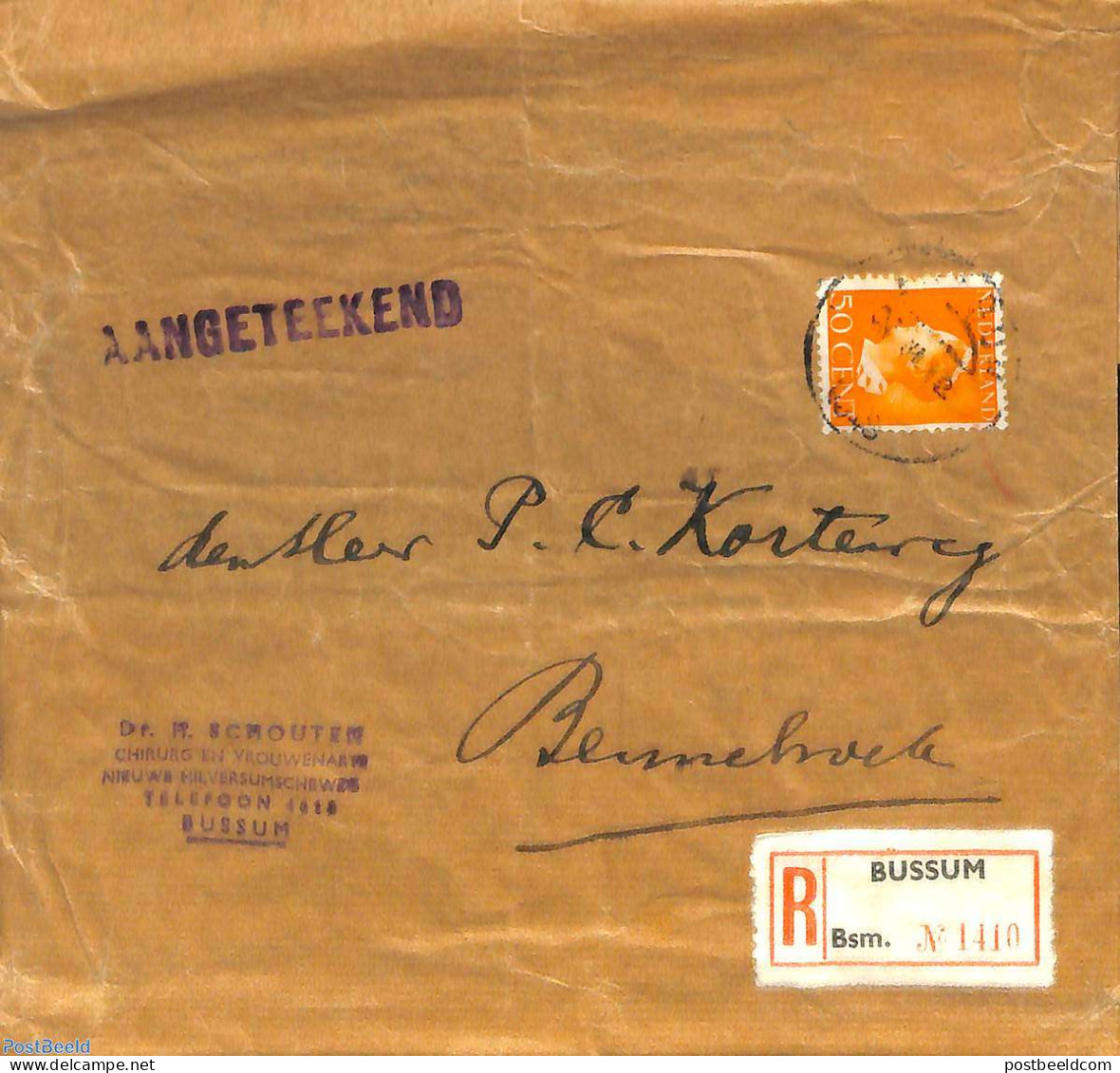 Netherlands 1948 Registered Piece Of Package With NVPH No. 344, Postal History - Brieven En Documenten