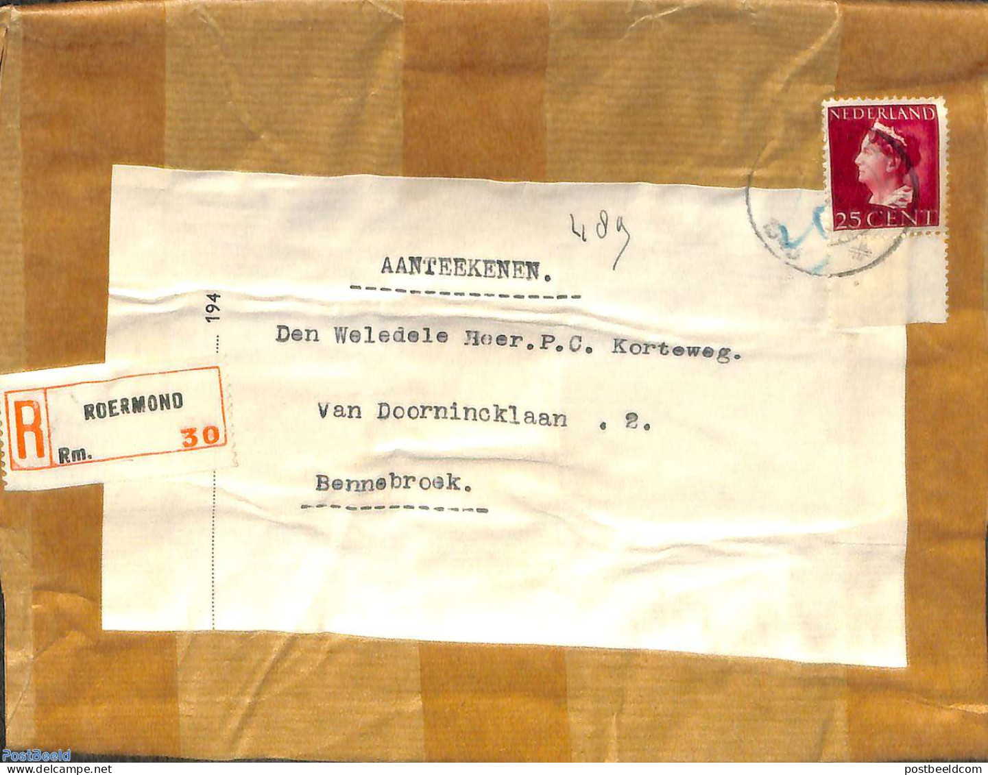 Netherlands 1946 NVPH No. 341 On Piece Of Package, Enkelfrankering, Postal History - Covers & Documents