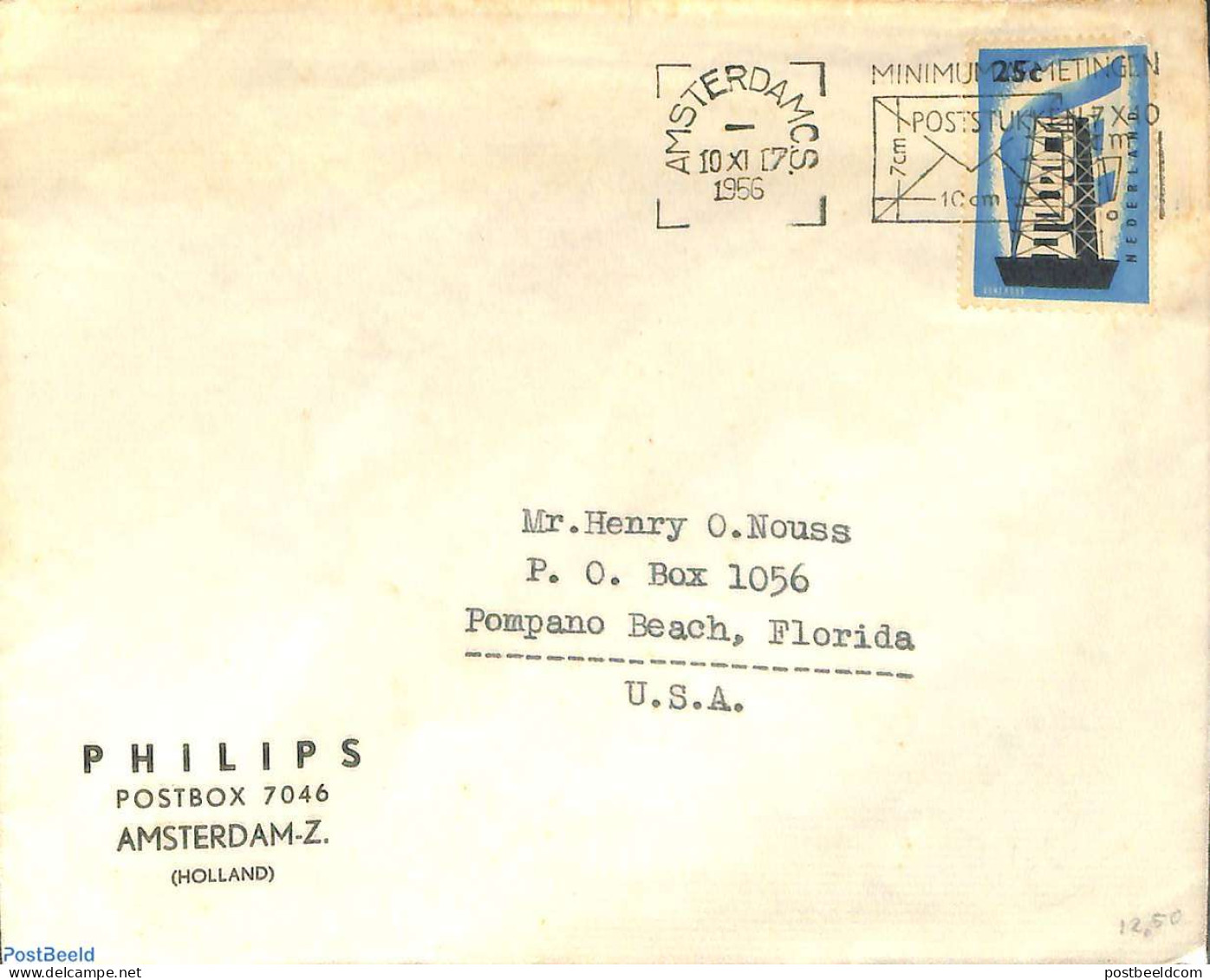 Netherlands 1956 Letter With NVPH No. 682 To USA, Postal History - Lettres & Documents