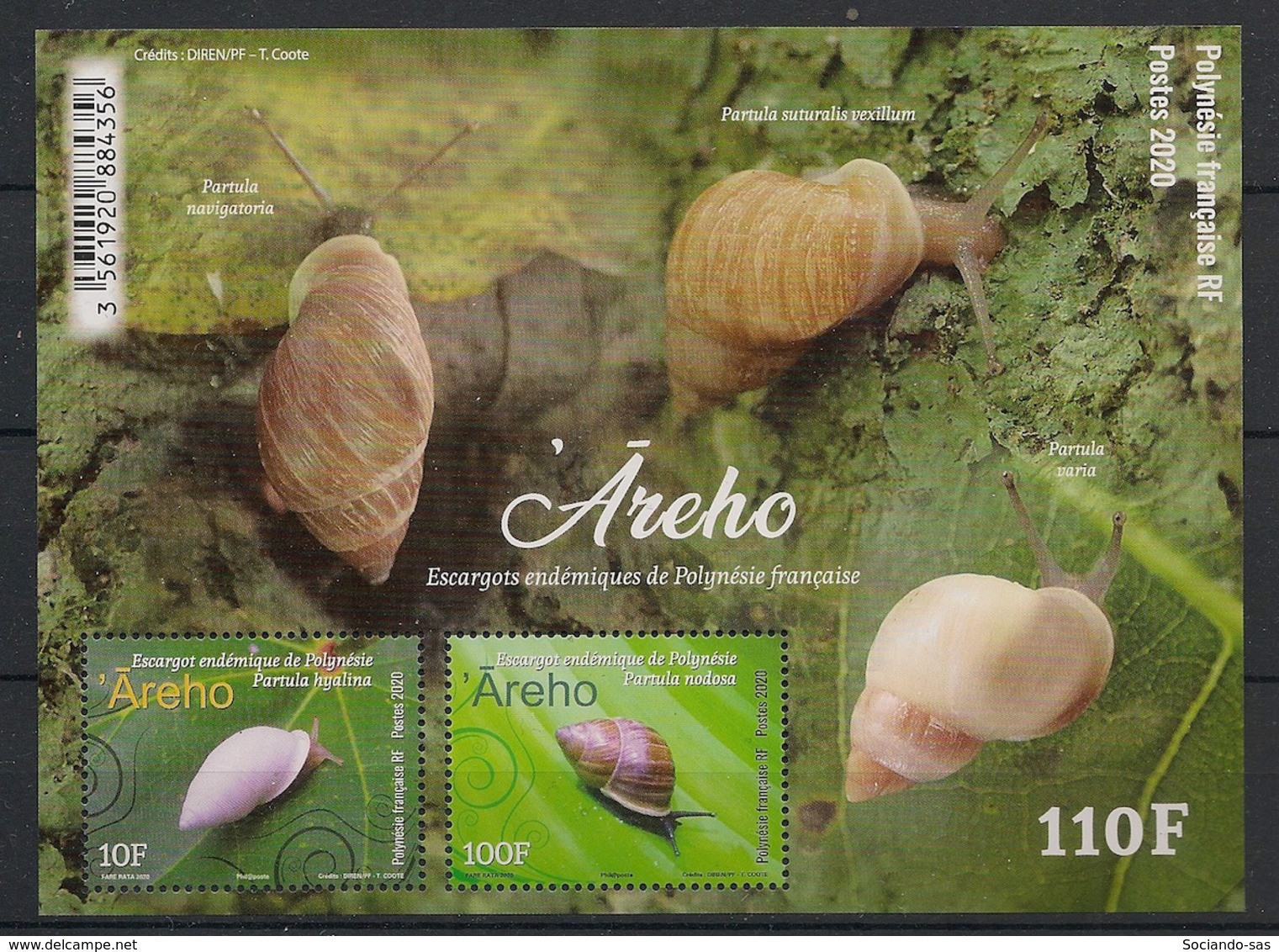 POLYNESIE - 2020 - Bloc Feuillet BF N°YT. 52 - Escargots - Neuf Luxe ** / MNH / Postfrisch - Altri & Non Classificati