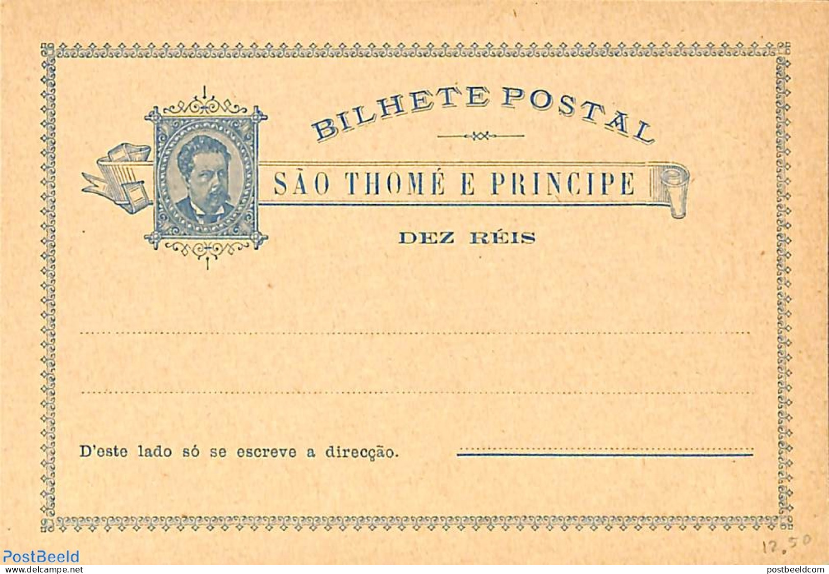 Sao Tome/Principe 1885 Postcard 10r, Unused Postal Stationary - Sao Tome And Principe