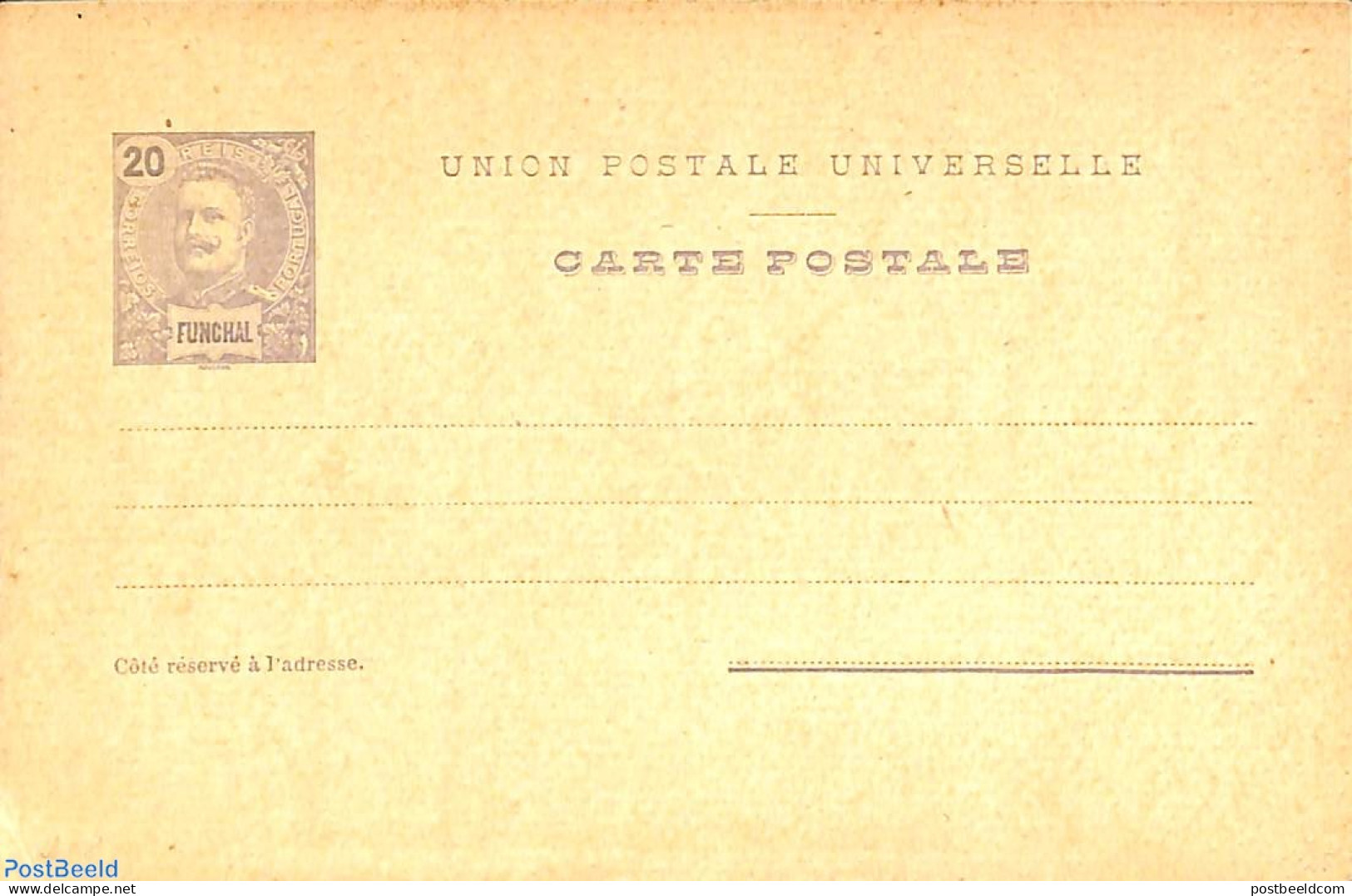 Madeira 1897 Postcard 20r, Unused Postal Stationary - Madeira