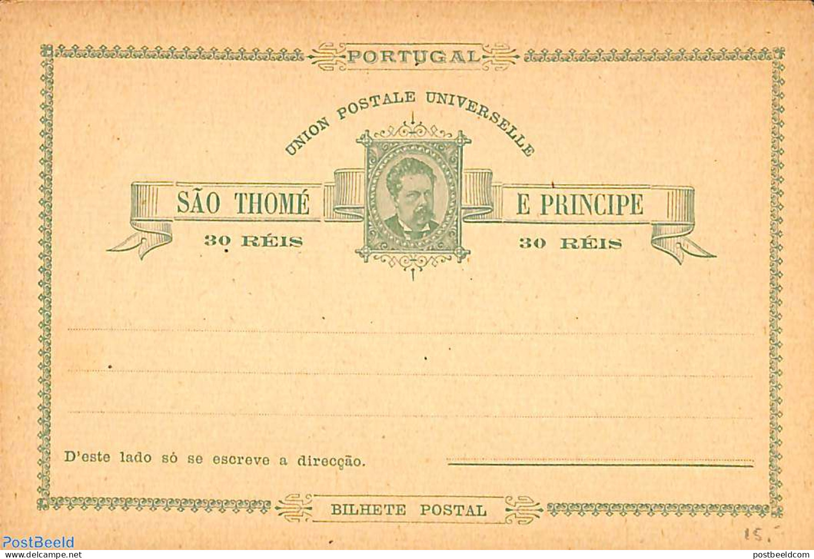 Sao Tome/Principe 1885 Postcard 30r, Unused Postal Stationary - Sao Tome Et Principe