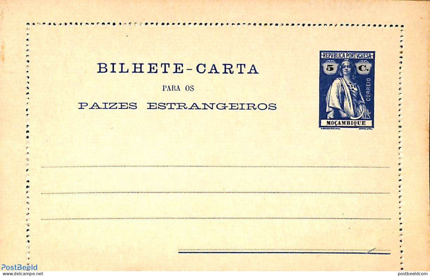 Mozambique 1914 Letter Card 5c, Unused Postal Stationary - Mozambico