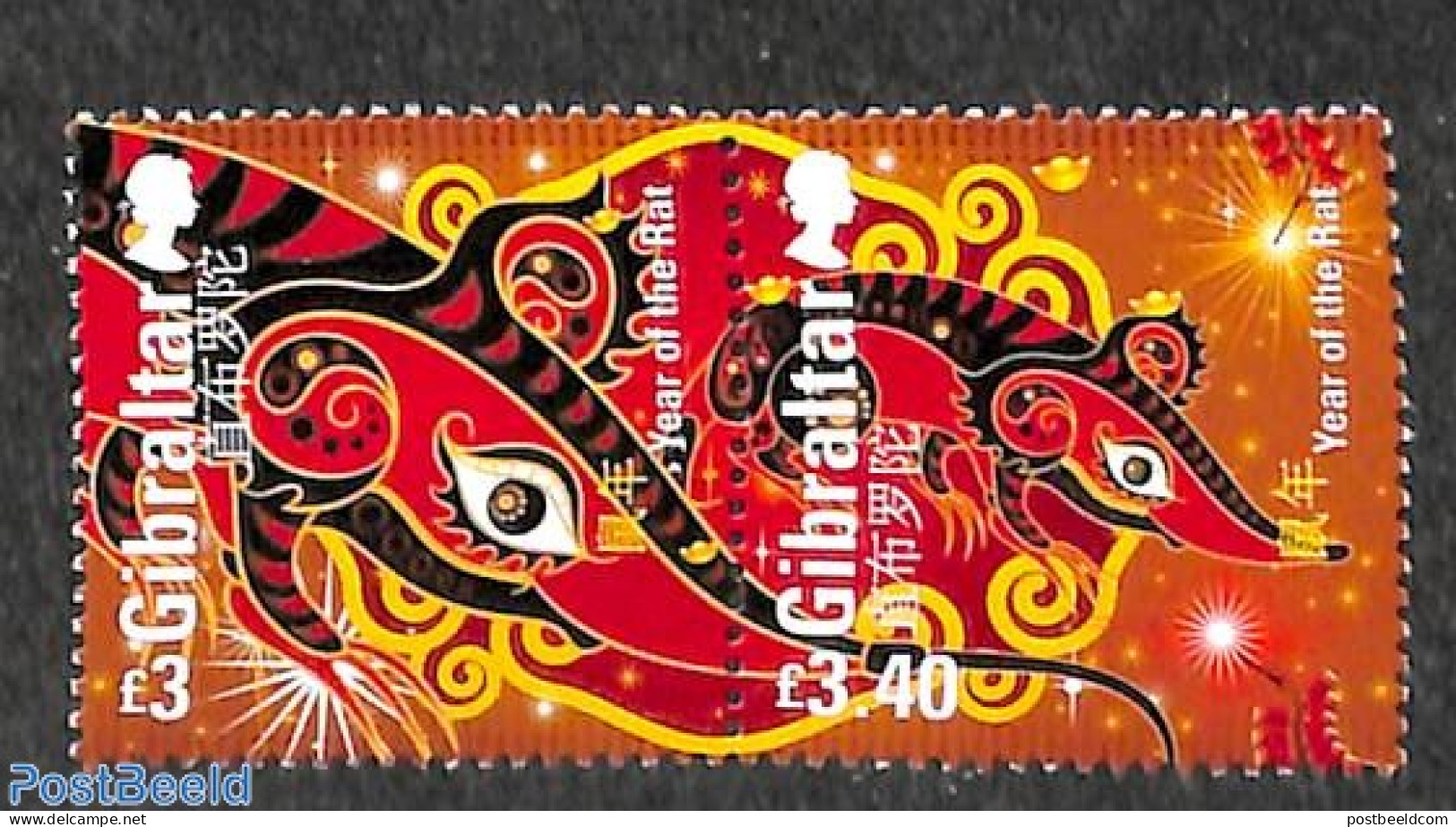 Gibraltar 2020 Year Of The Rat 2v [:], Mint NH, Various - New Year - New Year