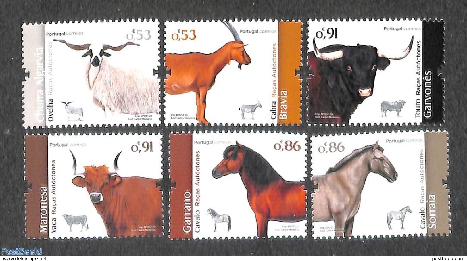 Portugal 2020 Domestic Races 6v, Mint NH, Nature - Cattle - Horses - Ongebruikt