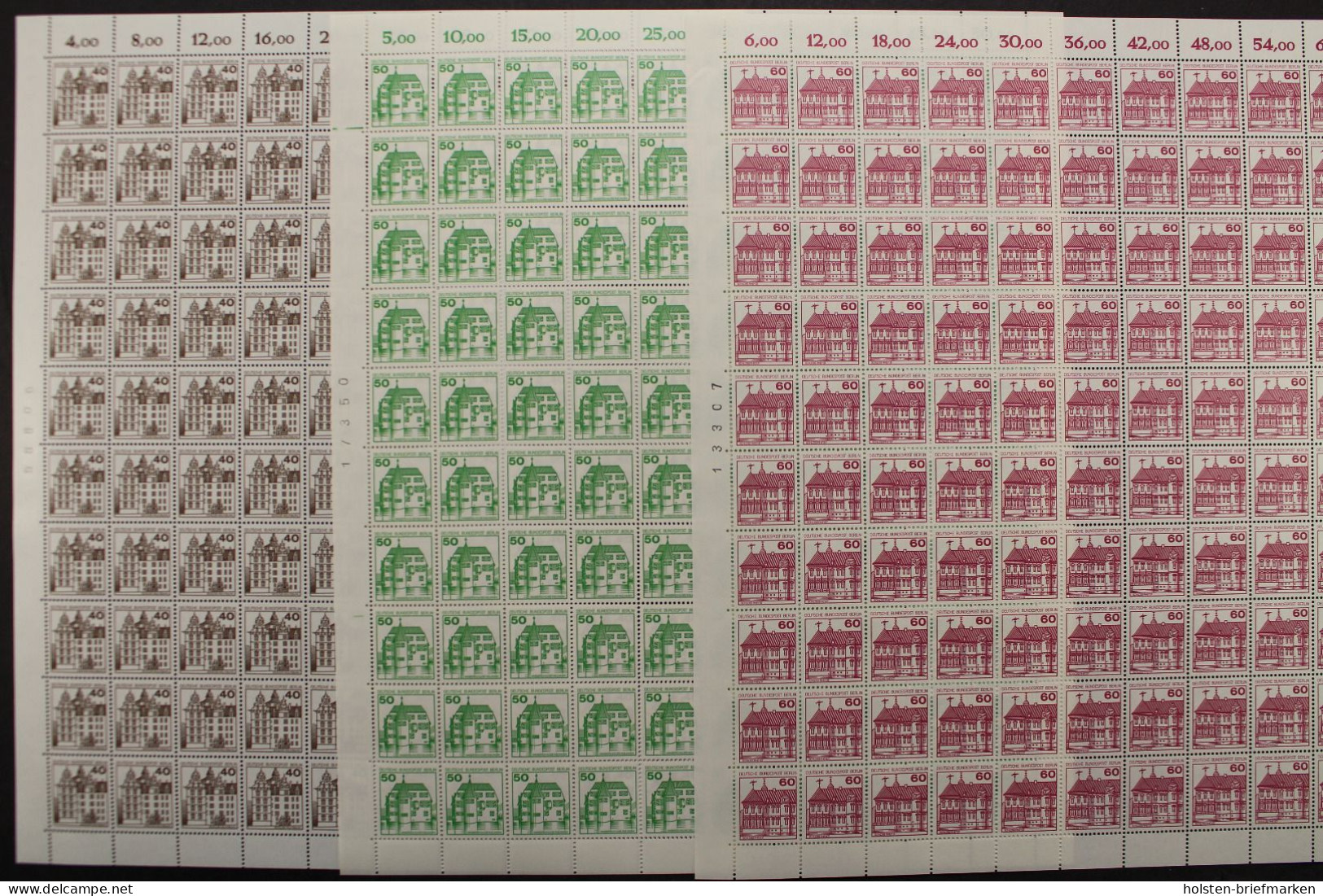 Berlin, MiNr. 611 A, 614-615 A, 100er Bogen, Postfrisch - Blocks & Kleinbögen