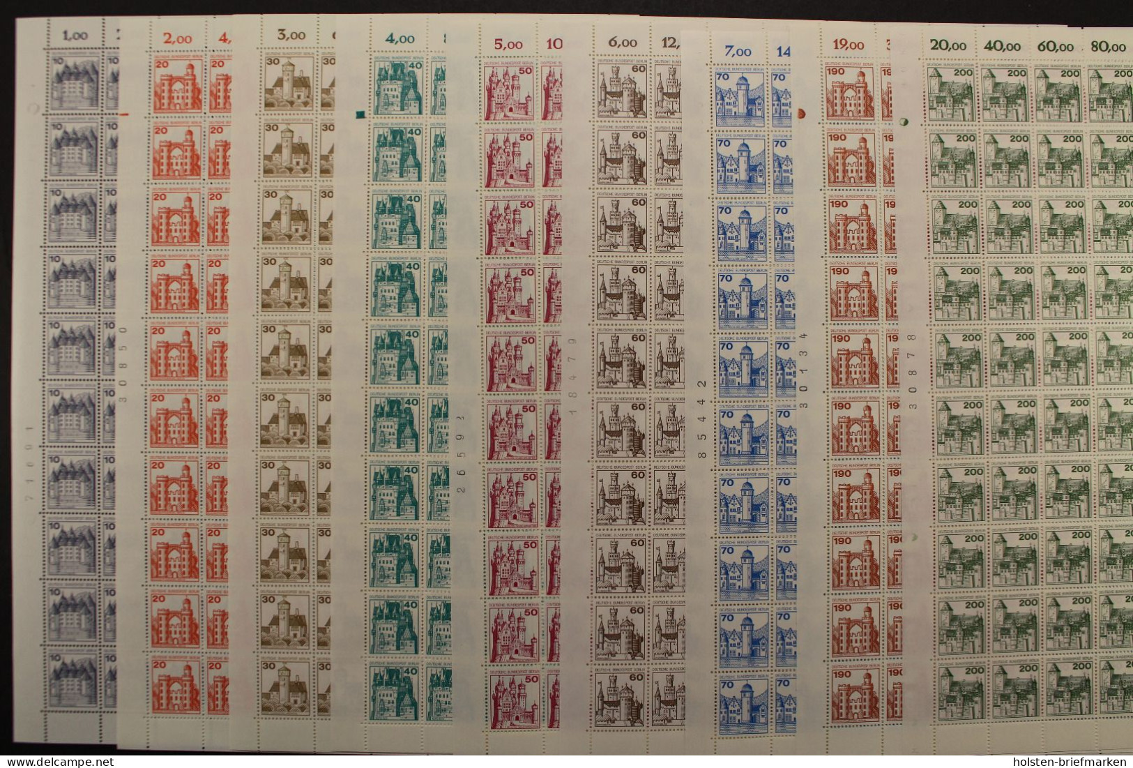 Berlin, MiNr. 532-540 A, 100er Bogen, Postfrisch - Blocchi