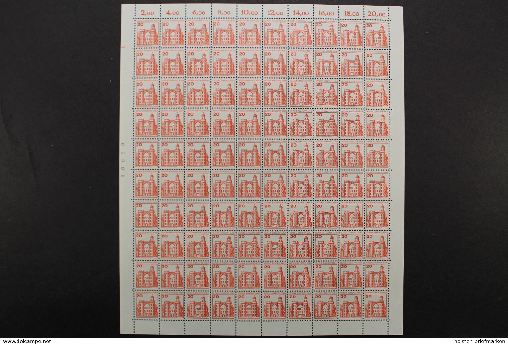 Berlin, MiNr. 532-540 A, 100er Bogen, Postfrisch - Blocs