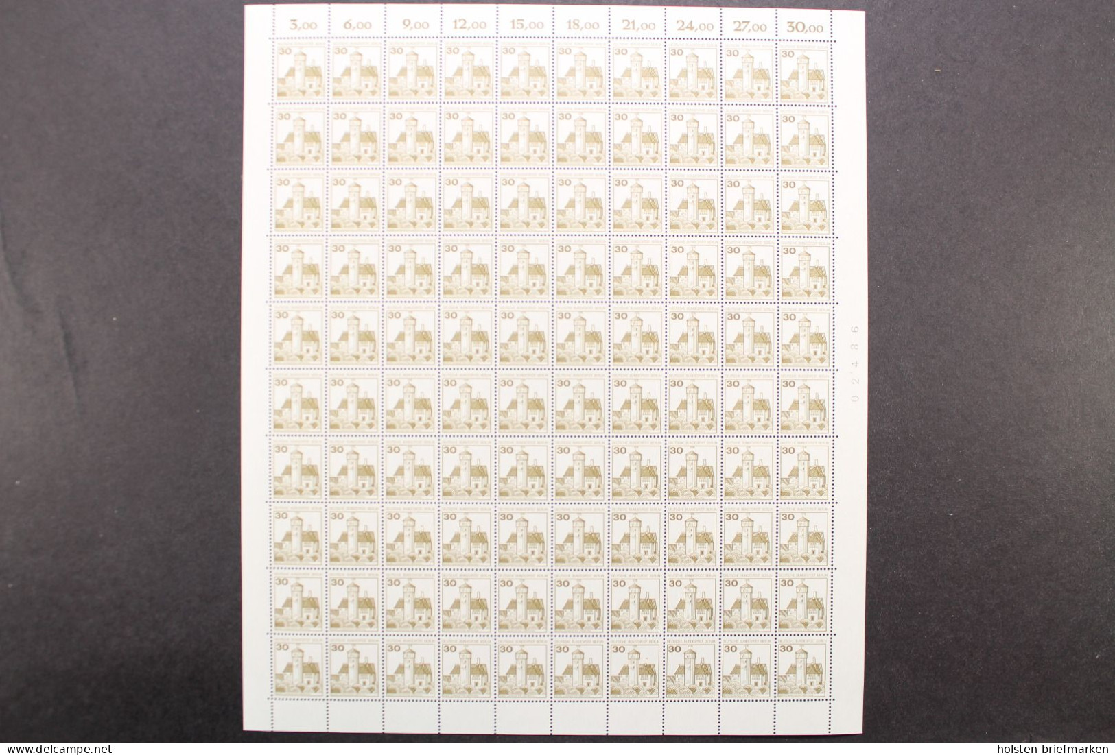 Berlin, MiNr. 532-540 A, 100er Bogen, Postfrisch - Blocks & Sheetlets