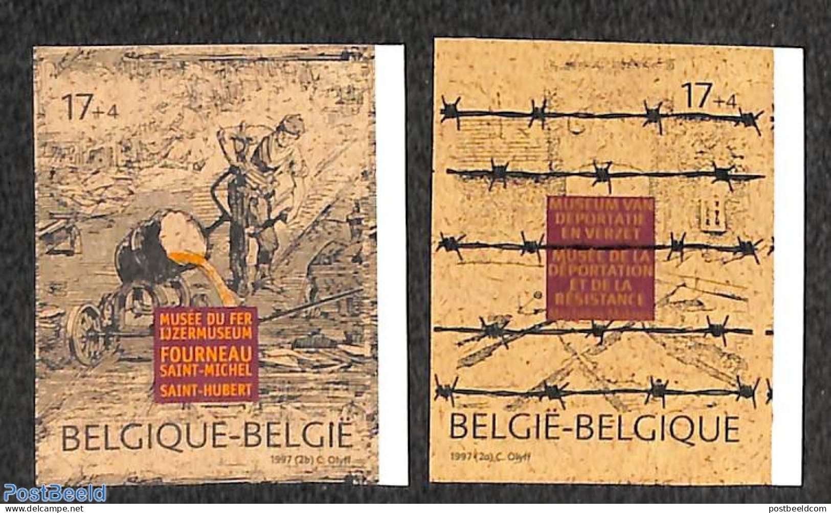 Belgium 1997 Museums 2v, Imperforated, Mint NH, Art - Museums - Unused Stamps