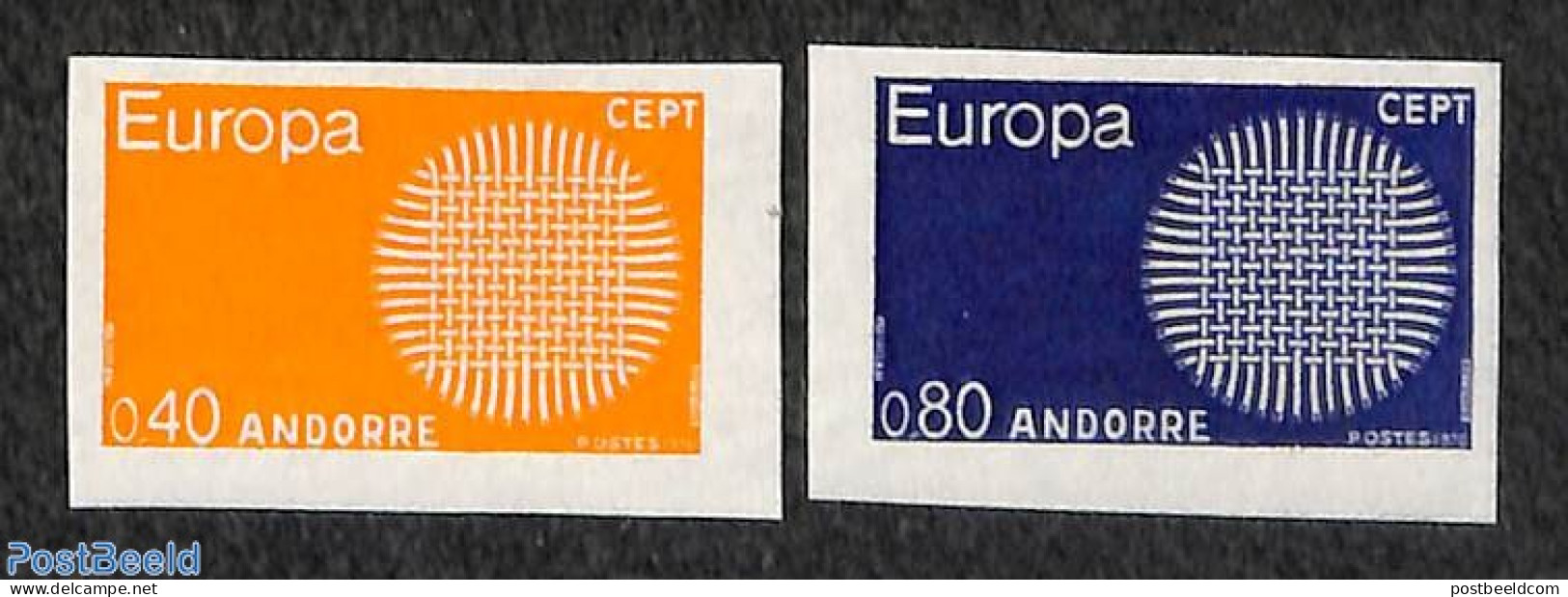 Andorra, French Post 1970 Europa 2v, Imperforated, Mint NH, History - Europa (cept) - Ungebraucht