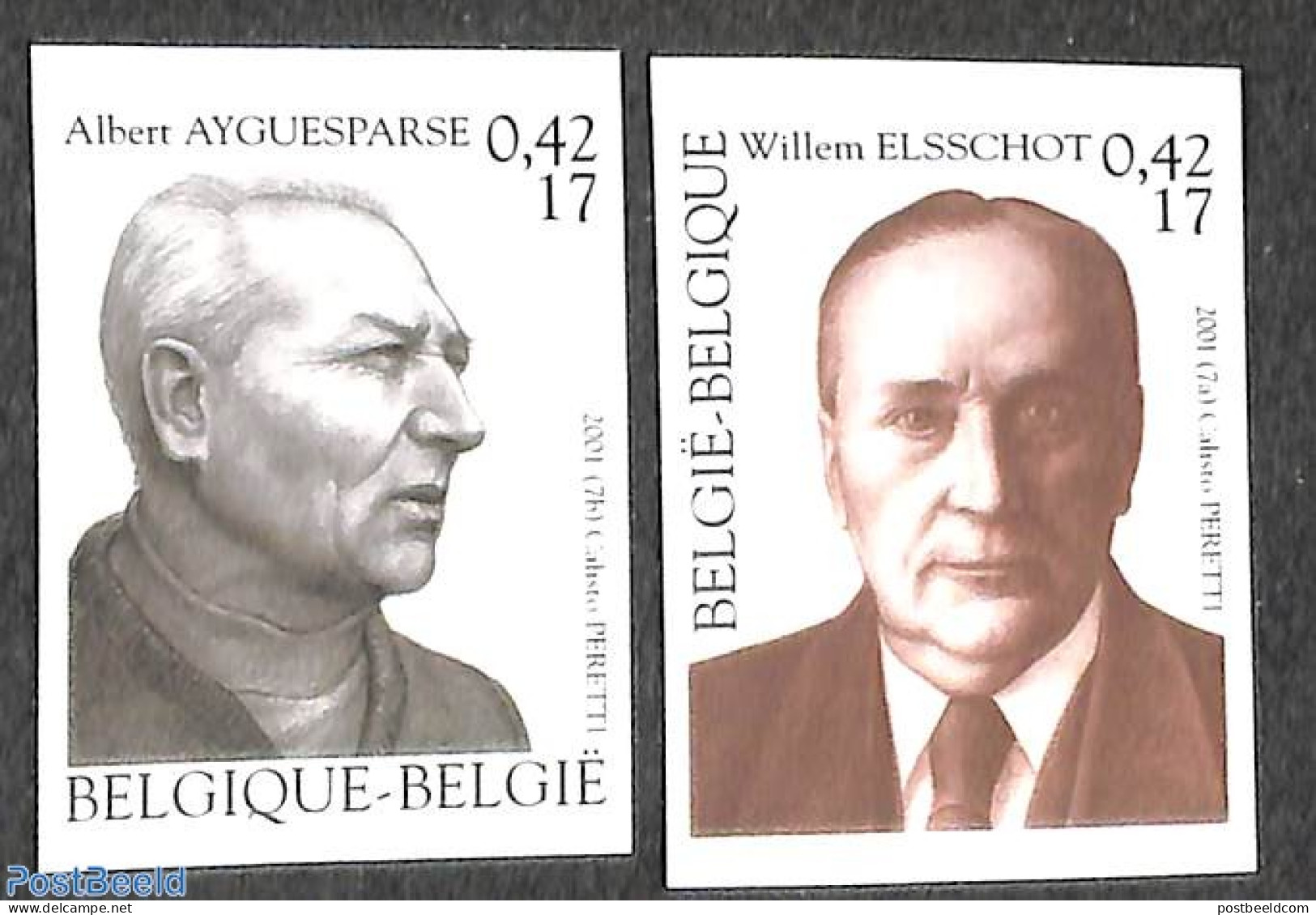 Belgium 2001 Literature 2v, Imperforated, Mint NH, Art - Authors - Unused Stamps