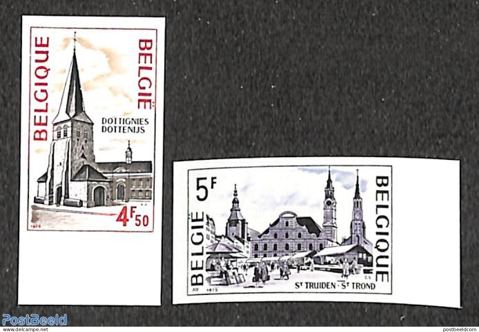 Belgium 1975 Tourism 2v, Imperforated, Mint NH, Religion - Various - Churches, Temples, Mosques, Synagogues - Street L.. - Unused Stamps