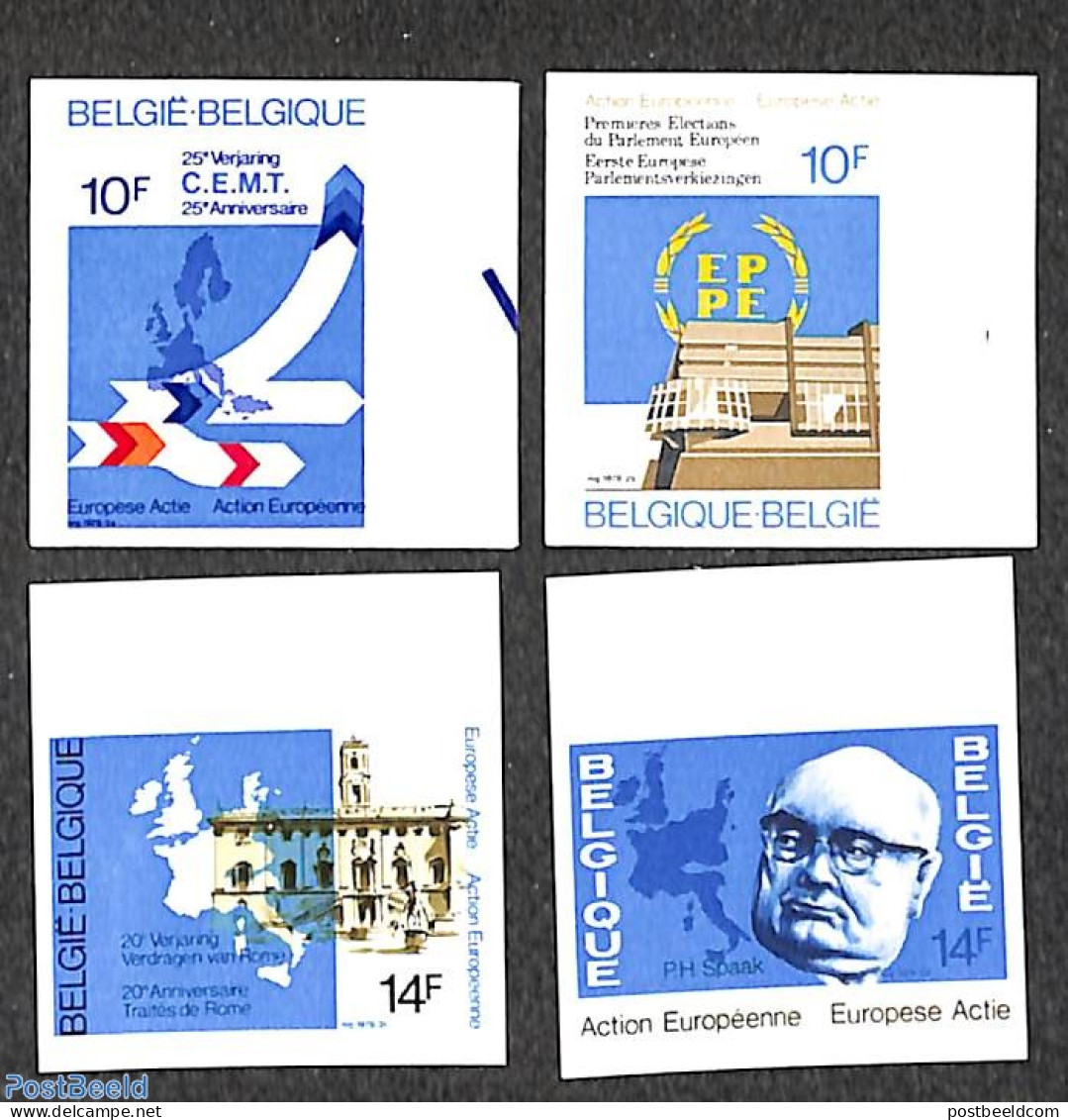 Belgium 1978 European Events 4v, Imperforated, Mint NH, History - Various - Europa Hang-on Issues - Politicians - Maps - Nuovi