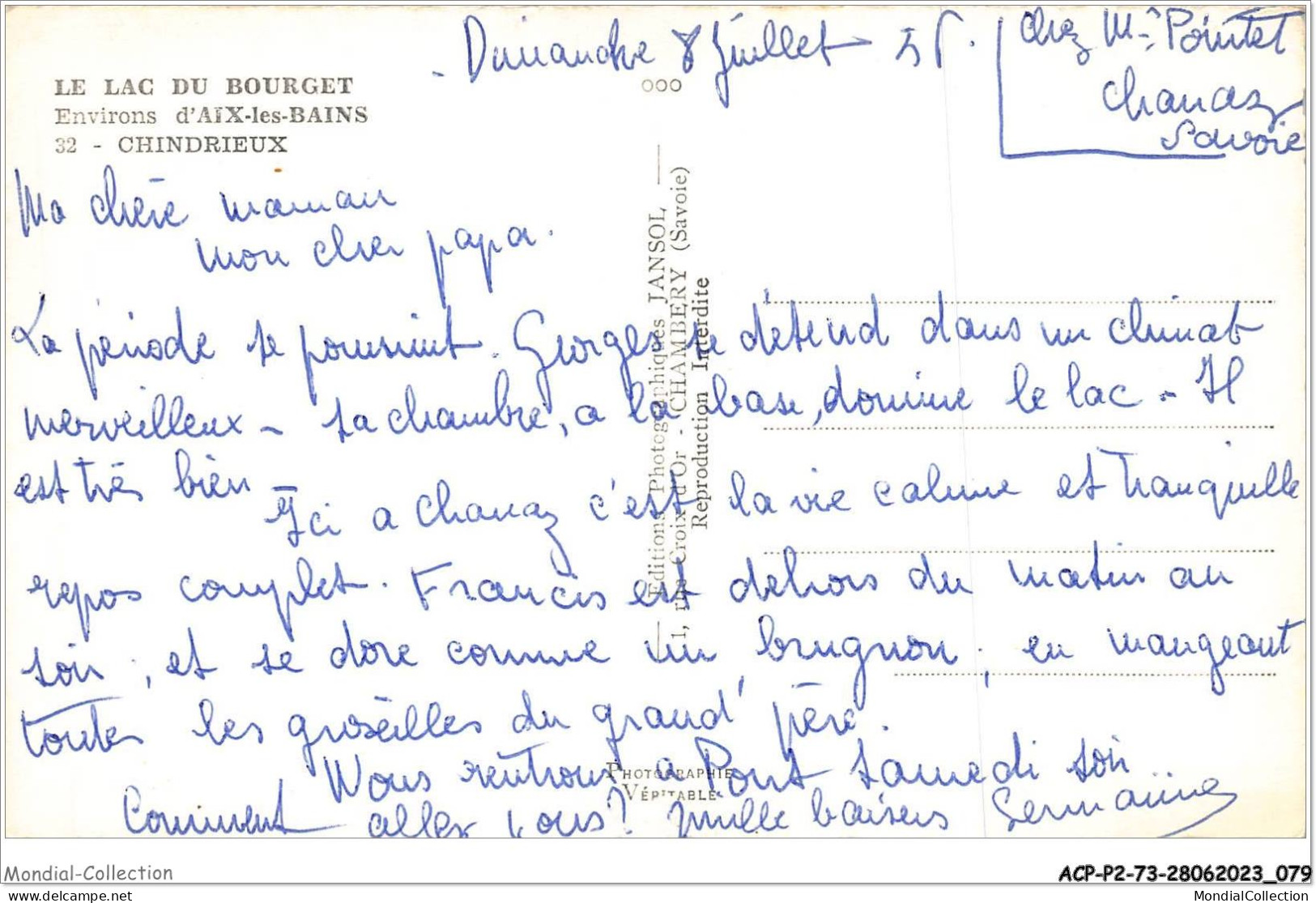 ACPP2-73-0131 - LE LAC DU BOURGET - Environs D'AIX-LES-BAINS - CHINDRIEUX - Le Bourget Du Lac
