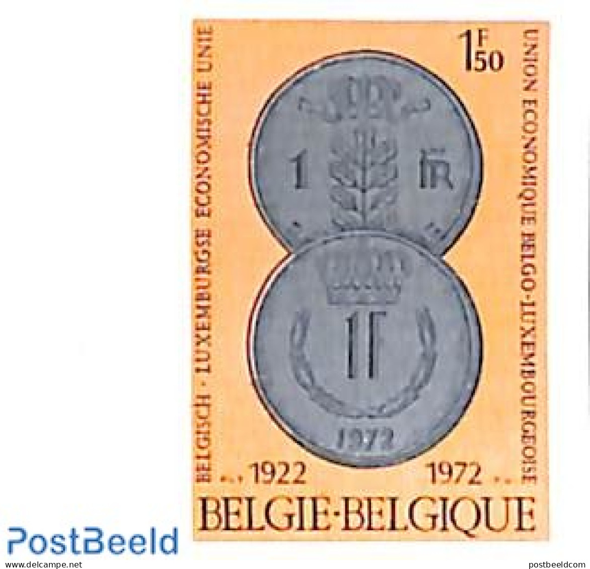 Belgium 1972 Belgium-Luxemburg Economic Union 1v, Imperforated, Mint NH, Various - Money On Stamps - Nuevos