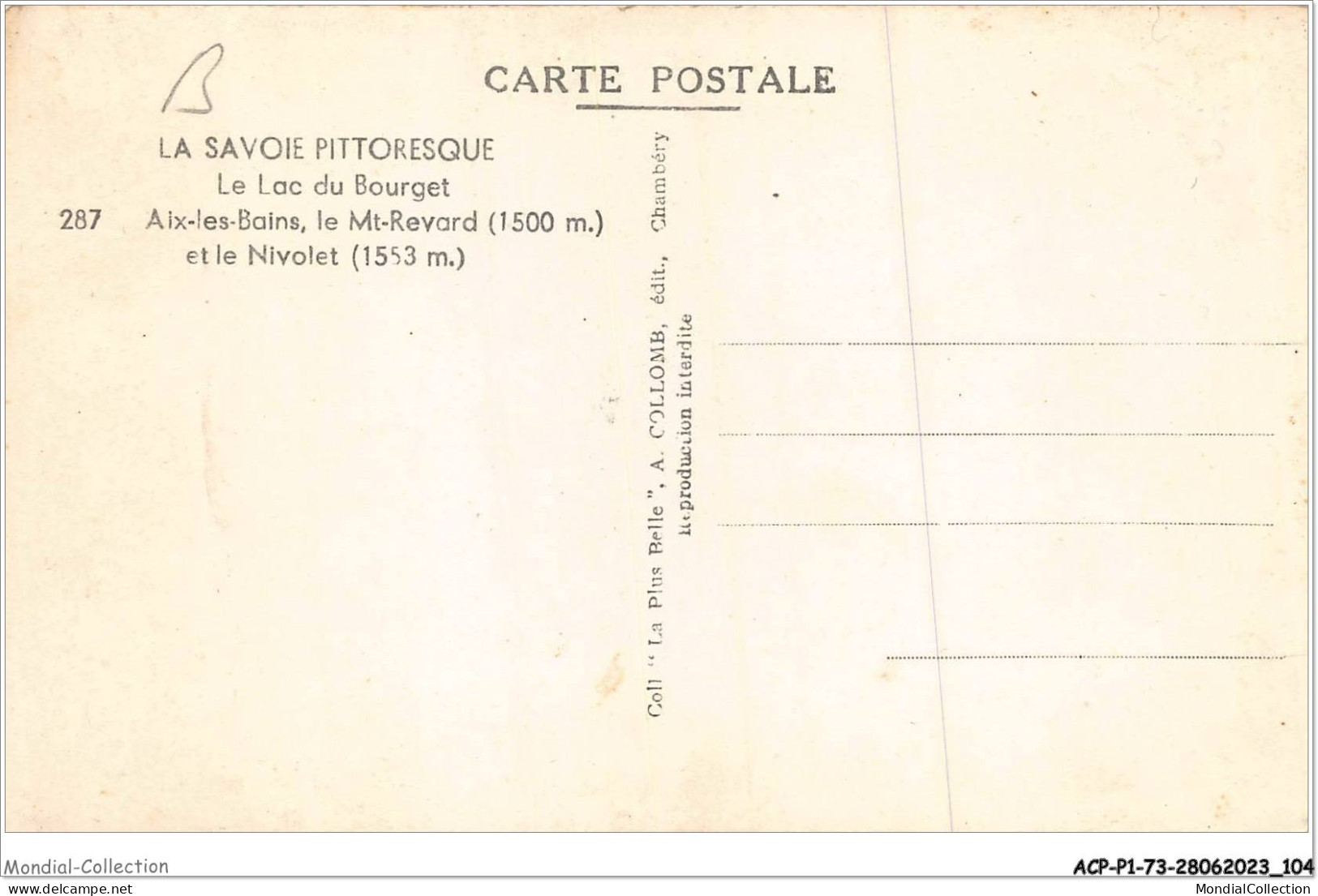 ACPP1-73-0053 - LA SAVOIE PITTORESQUE - Le Lac Du Bourget - Aix-les-bains - Le Mt-revard Et Le Nivolet - Le Bourget Du Lac