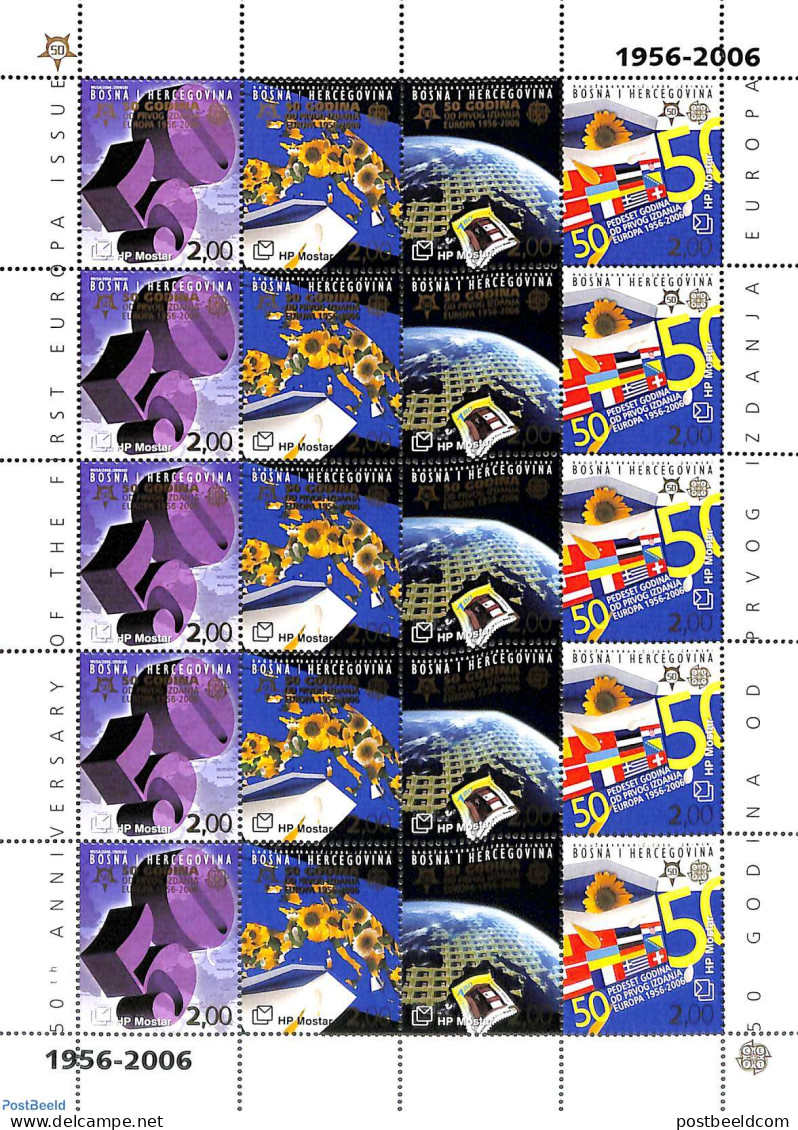 Bosnia Herzegovina - Croatic Adm. 2006 50 Years Europa Stamps M/s, Mint NH, History - Nature - Various - Europa Hang-o.. - Europese Gedachte