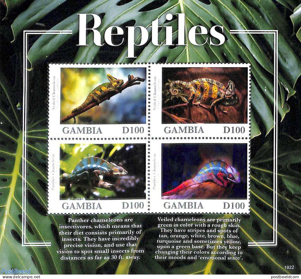 Gambia 2019 Reptiles 4v M/s, Mint NH, Nature - Animals (others & Mixed) - Reptiles - Gambia (...-1964)