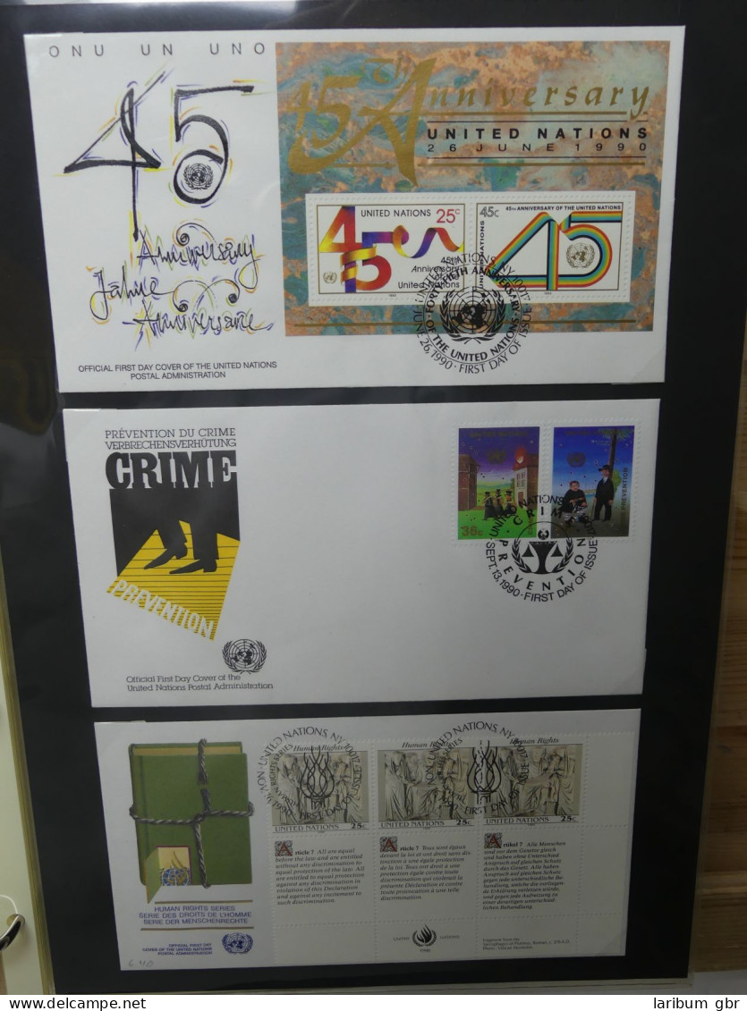 Vereinte Nationen New York FDCs ab 1988 besammelt im Ring Binder #LY664