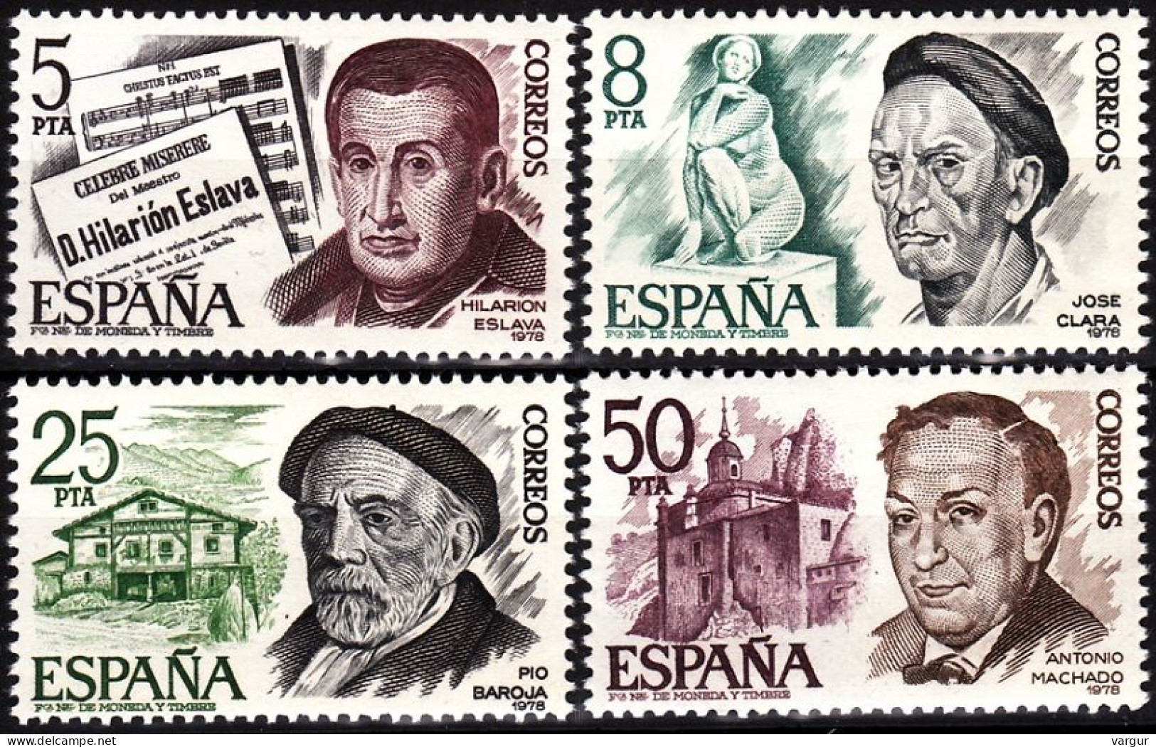 SPAIN 1978 Famous People: ART. Artist Sculptor Writers. Complete, MNH - Autres & Non Classés