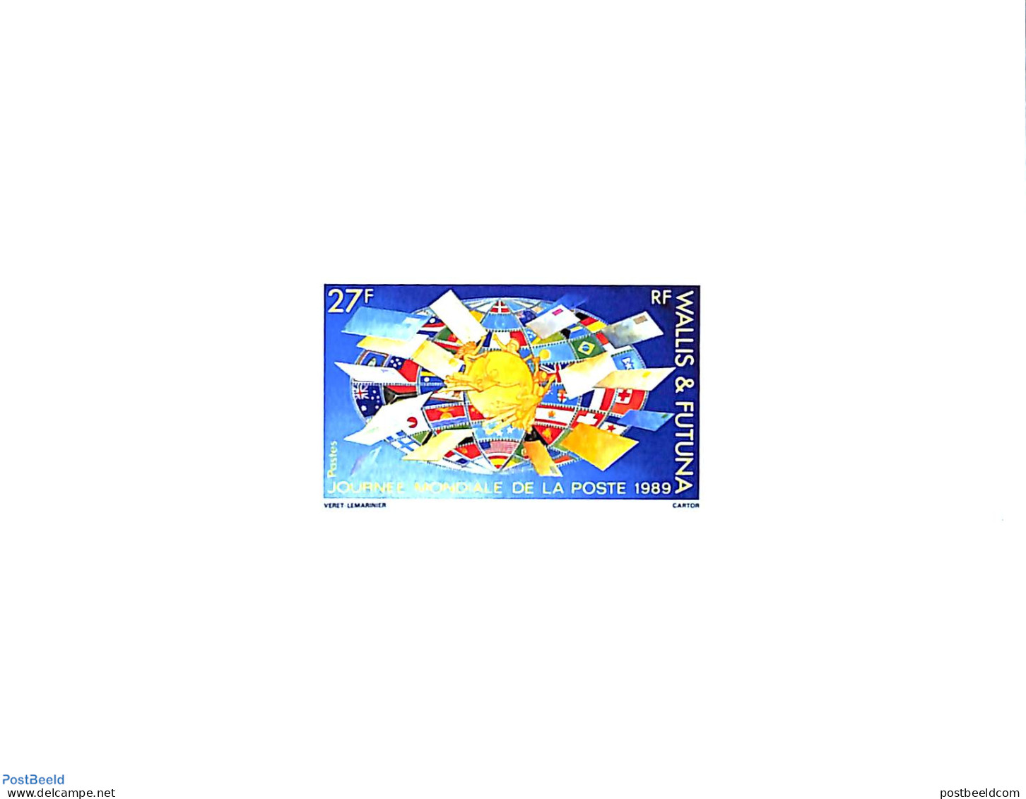 Wallis & Futuna 1989 World Postal Day 1v, Epreuve De Luxe, Mint NH, Post - Stamps On Stamps - U.P.U. - Post
