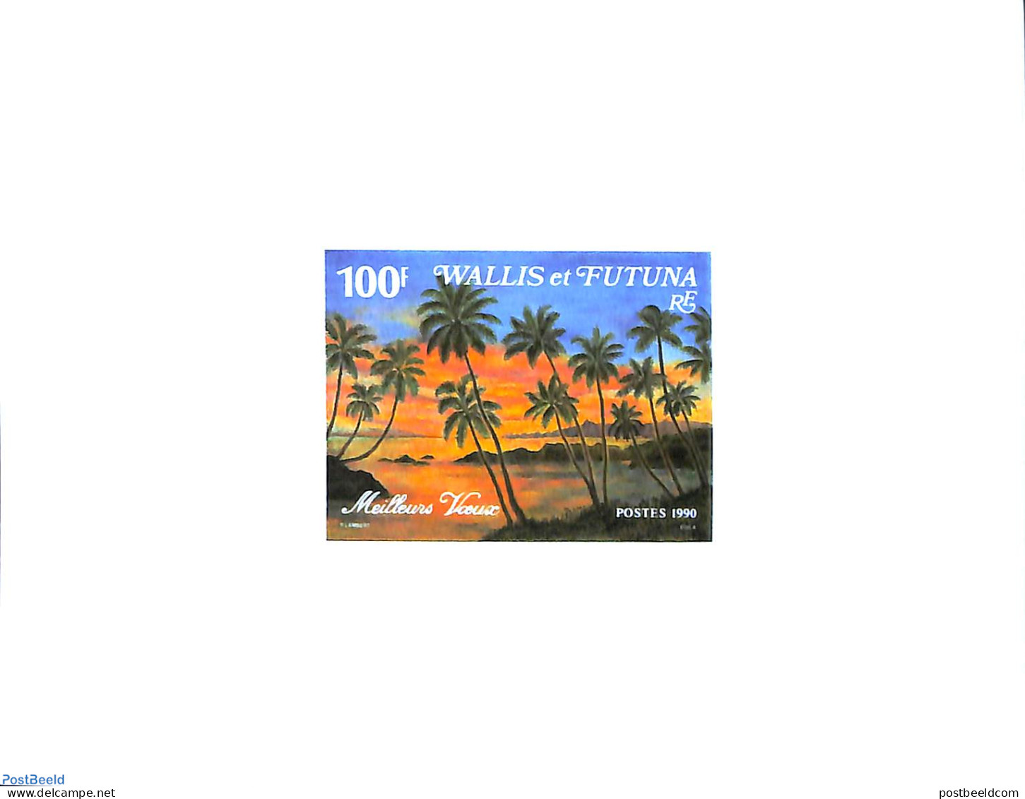 Wallis & Futuna 1990 Greetings 1v, Epreuve De Luxe, Mint NH, Nature - Trees & Forests - Rotary Club