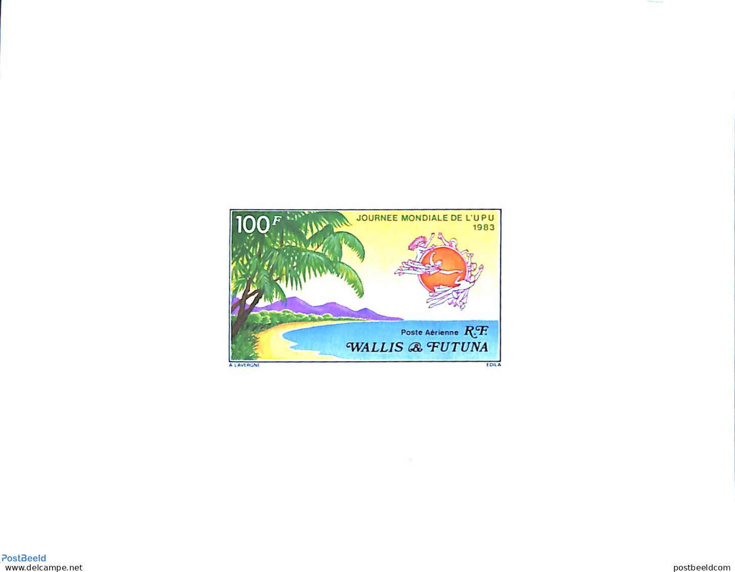 Wallis & Futuna 1983 World Postal Day 1v, Epreuve De Luxe, Mint NH, Nature - Trees & Forests - U.P.U. - Rotary, Lions Club