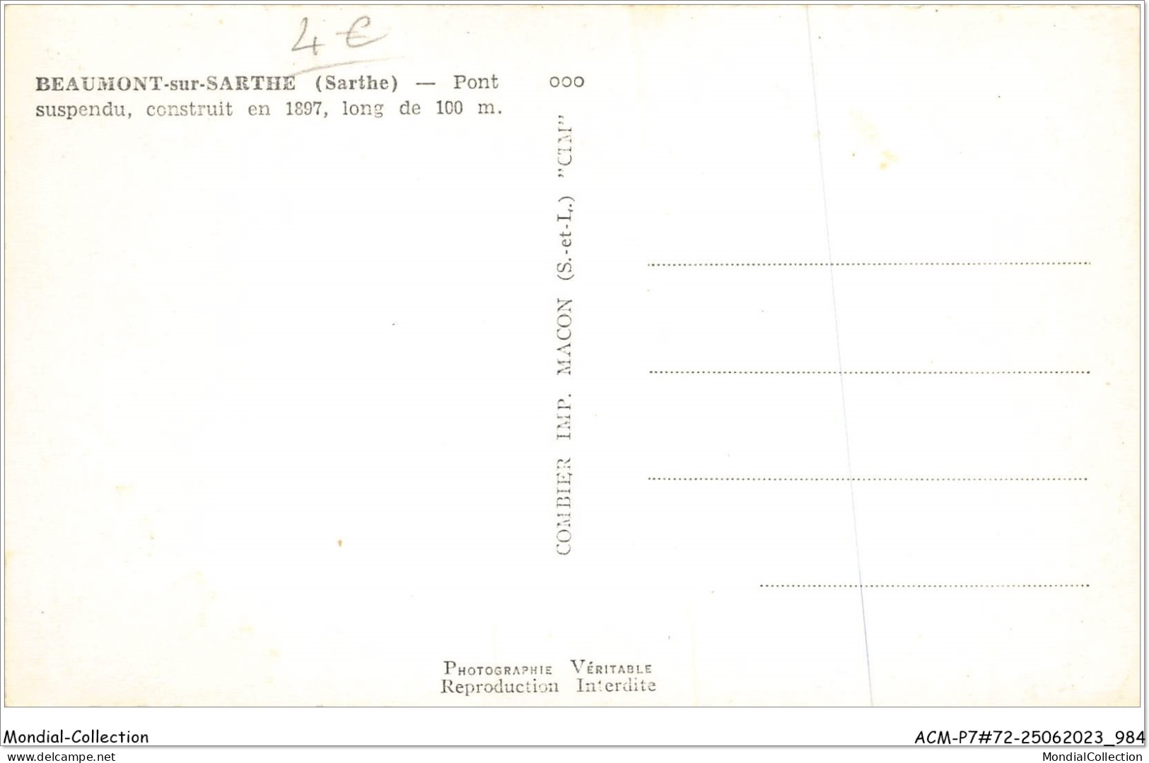 ACMP7-72-0557 - BEAUMONT-SUR-SARTHE - Pont Suspendu  - Beaumont Sur Sarthe