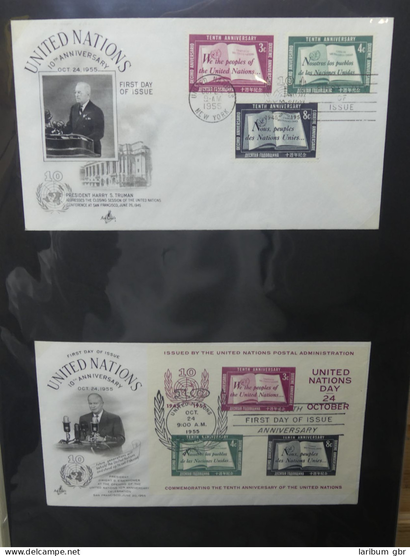 Vereinte Nationen New York FDCs ab 1951 besammelt im Ring Binder #LY662