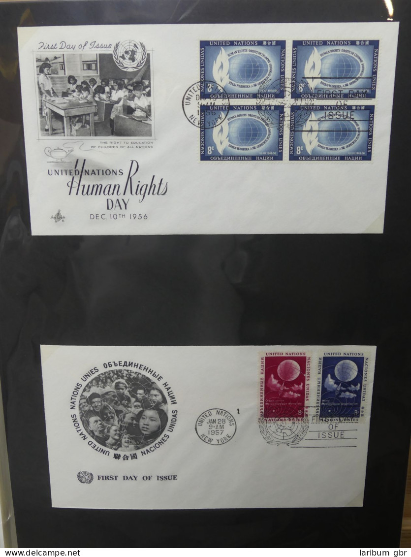 Vereinte Nationen New York FDCs ab 1951 besammelt im Ring Binder #LY662