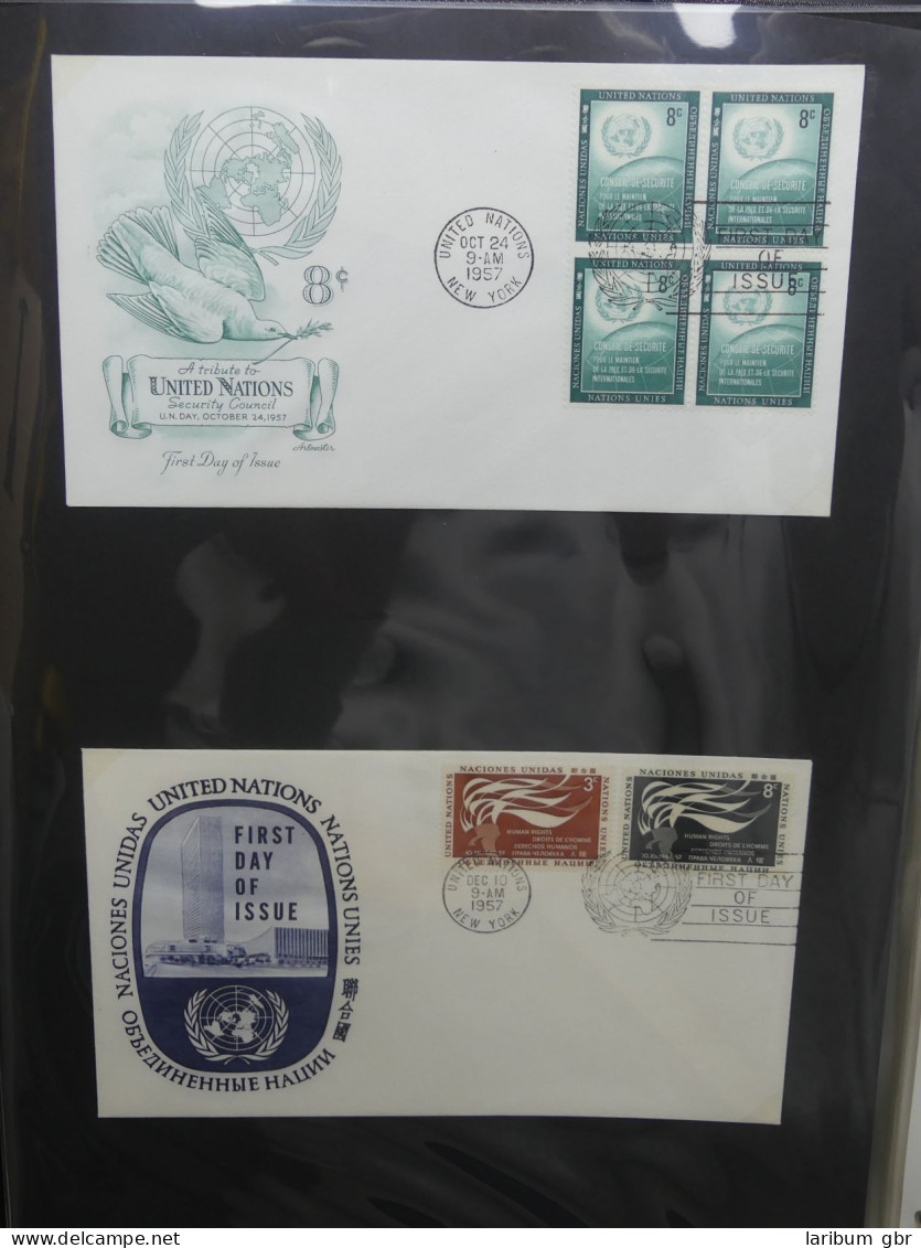 Vereinte Nationen New York FDCs ab 1951 besammelt im Ring Binder #LY662