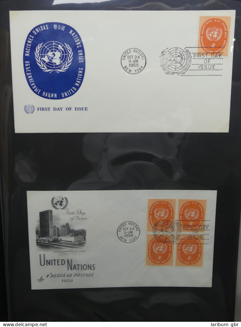 Vereinte Nationen New York FDCs ab 1951 besammelt im Ring Binder #LY662