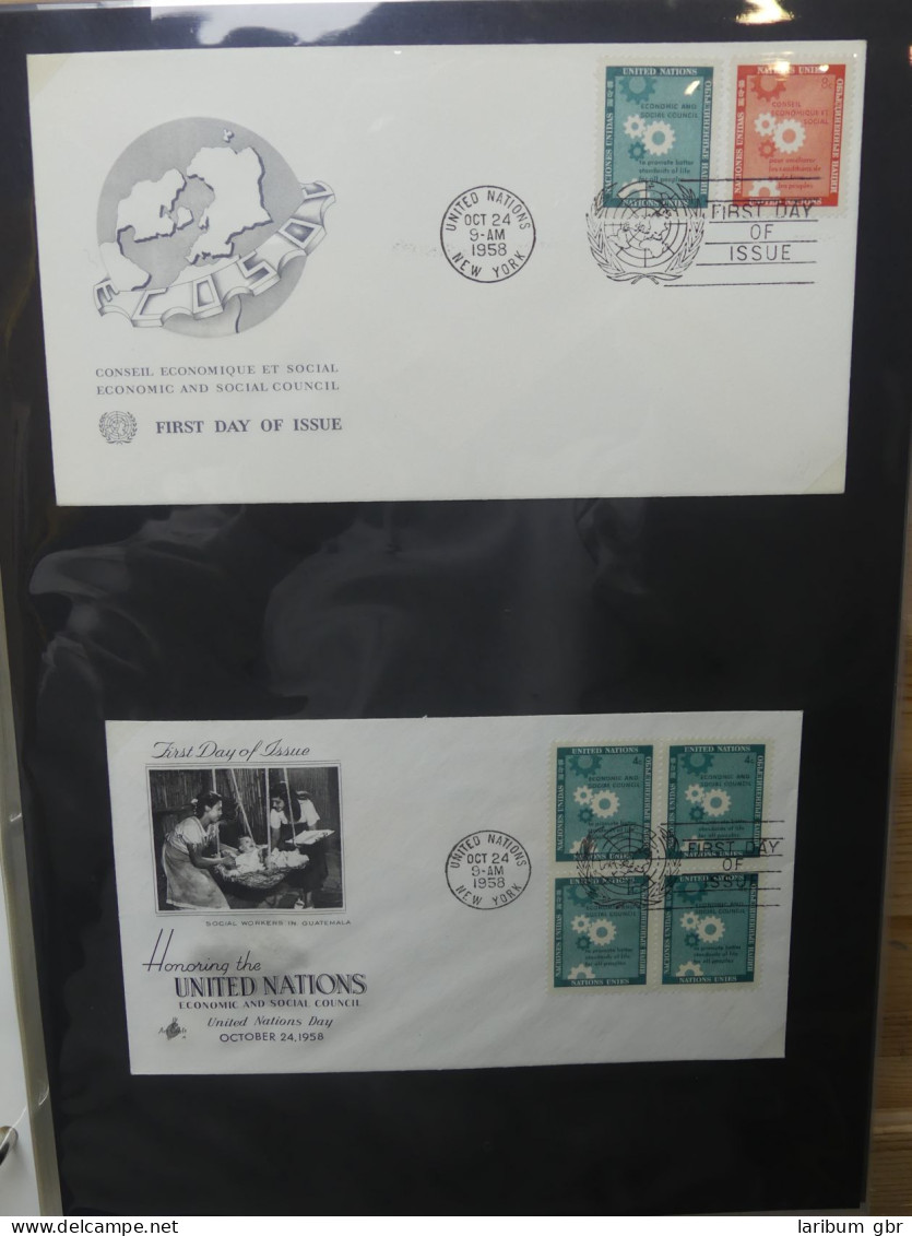 Vereinte Nationen New York FDCs ab 1951 besammelt im Ring Binder #LY662